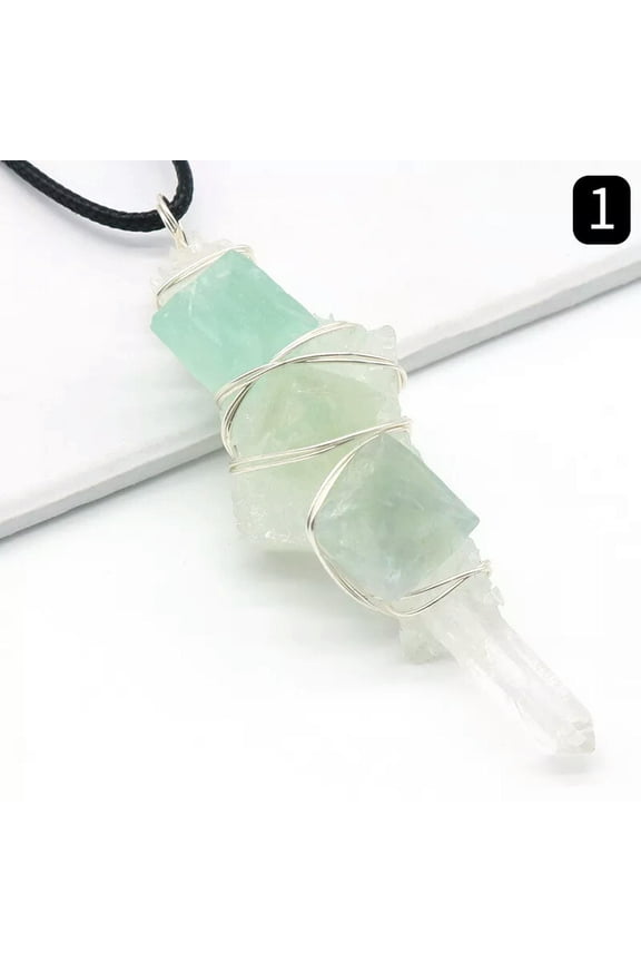 5ppcs Fluorite Stone Quartz Pendants Hexagon Prism Energy Reiki Healing Amulet
