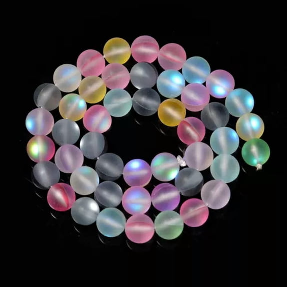 HOOUN 6-10MM Austria Rainbow Moonstone Smooth Round Loose Beads for Jewelry Making DIY-Matte mix-8mm