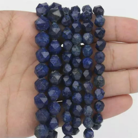 HOOUN 6-10mm Natural GemStone Pink Quartz Agate Faceted Loose Beads for Jewelry Making-lapis lazuli-6mm about 61pcs