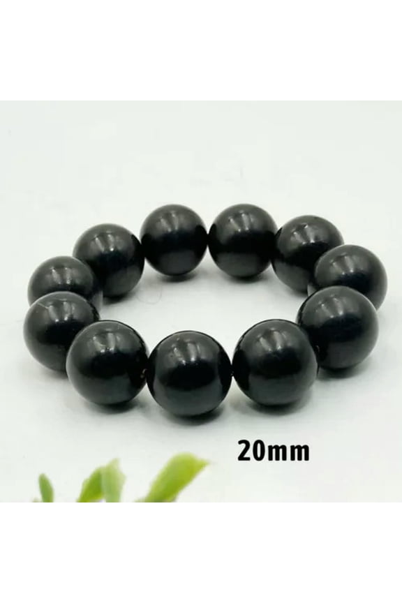 6/8/10/12/14/16/20mm Shungite Bracelet Gemstone Beads Radiation EMF Protection-20mm-1PC