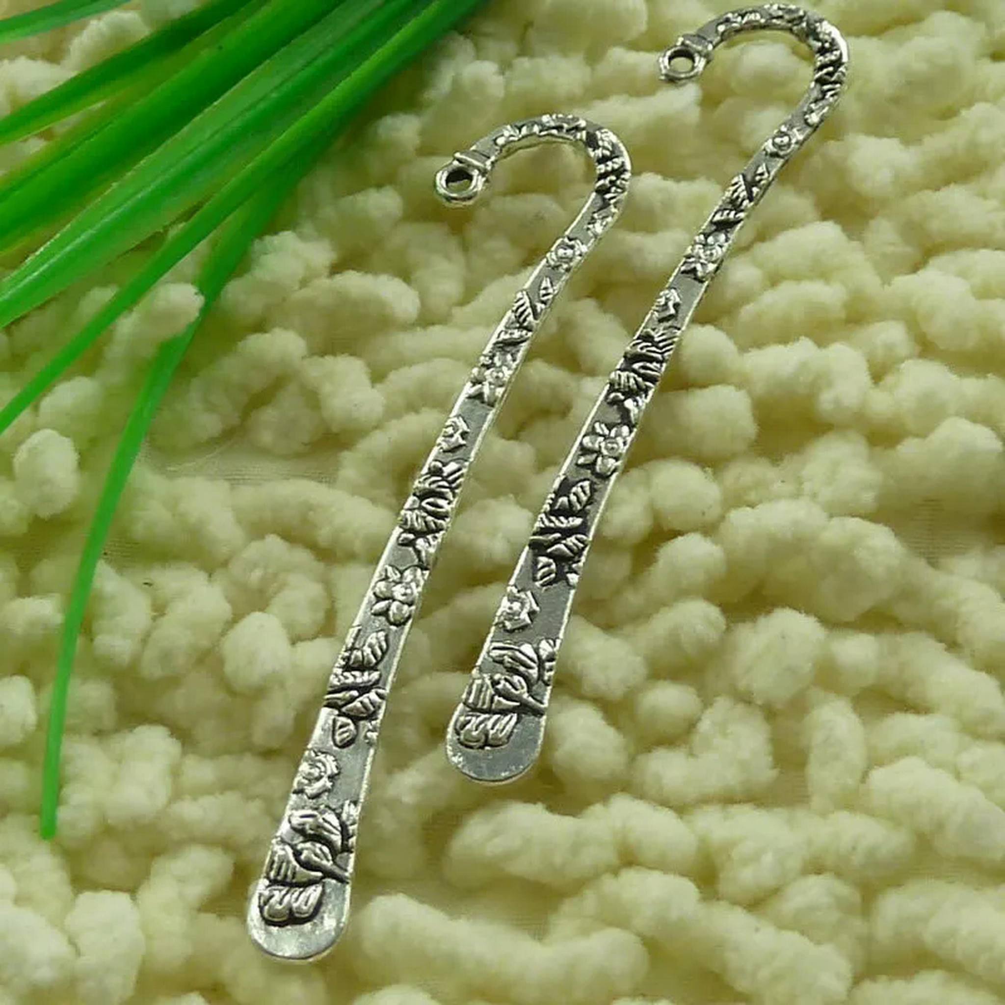 HOOUN 60 Pcs Tibetan Silver Flower Bookmarks 80X16MM S2743 DIY Jewelry Making