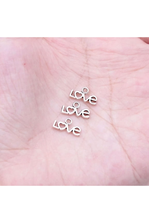 600 Pcs Antique Silver Love Charms Pendant 12x6MM B16616
