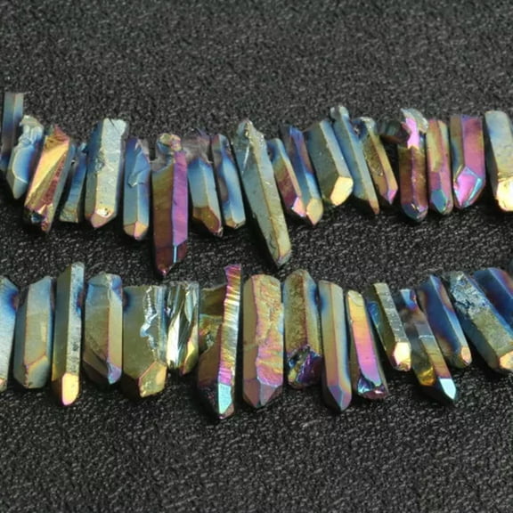 HOOUN 60PCS Natural Quartz Crystal Stick Spikes Points Loose Beads Jewelry Making DIY-colorful1-30pcs