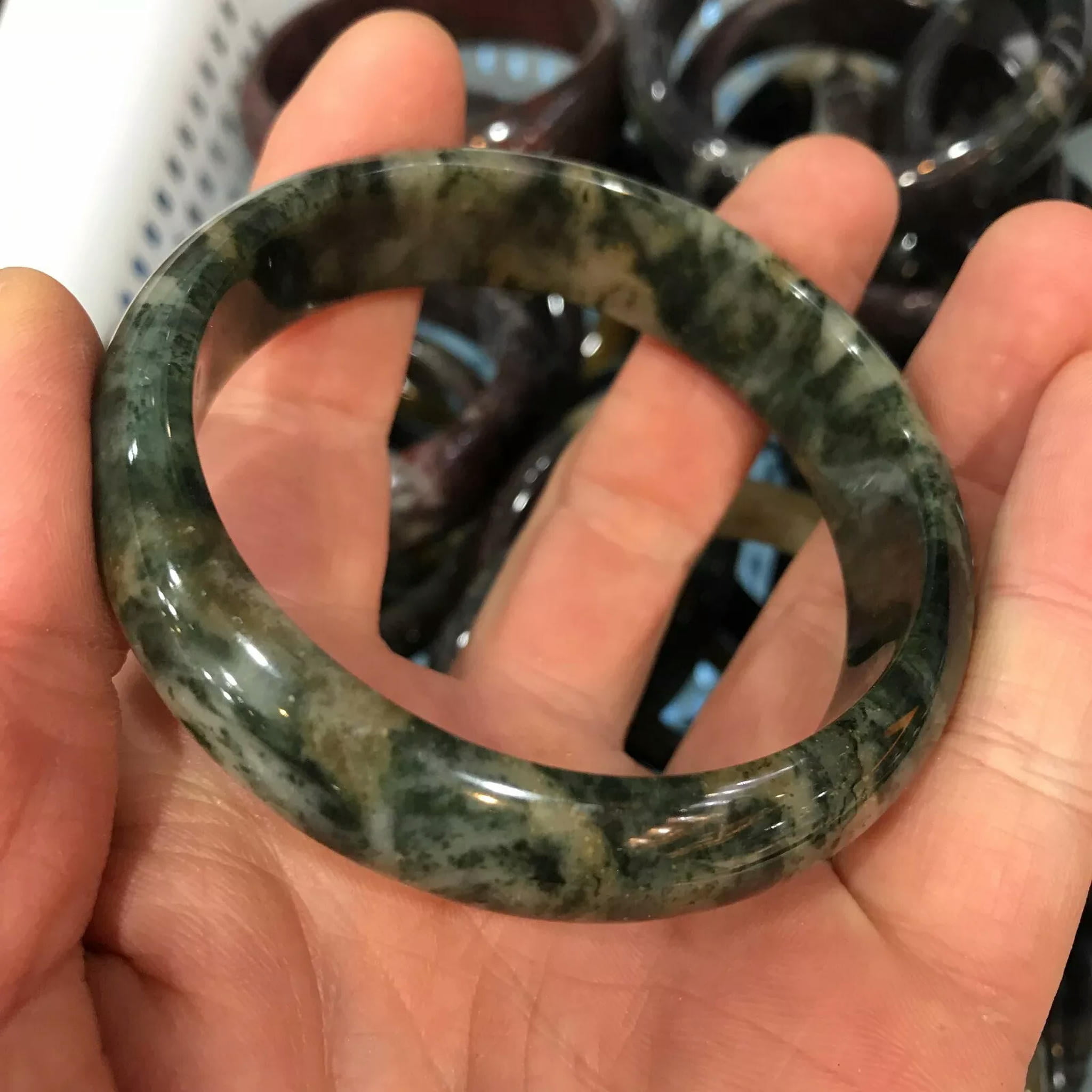 HOOUN 62 mm Grade A Natural Jade Bangle for Women Girls Jadeite Jewelry Bracelets