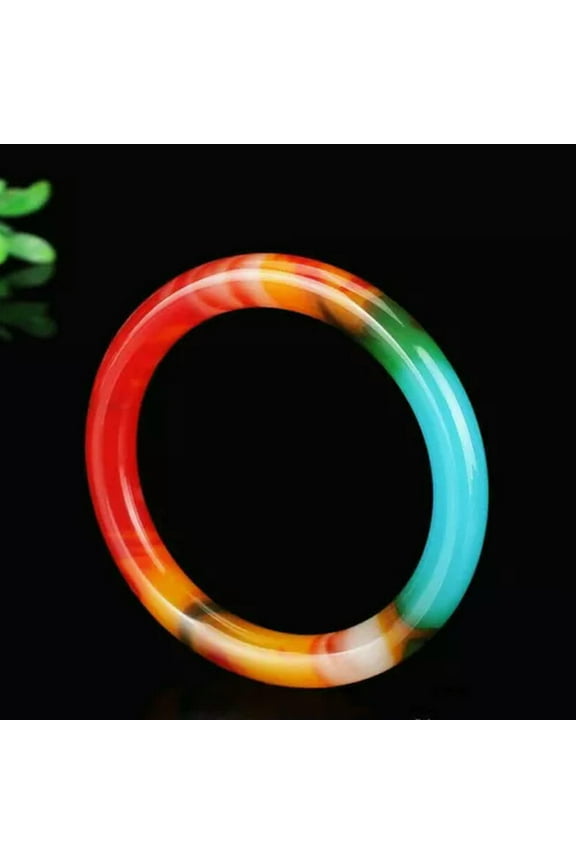 64-66mm Natural Bangle Multicolour Jade Bracelet Circular Genuine Jadeite Jewelr