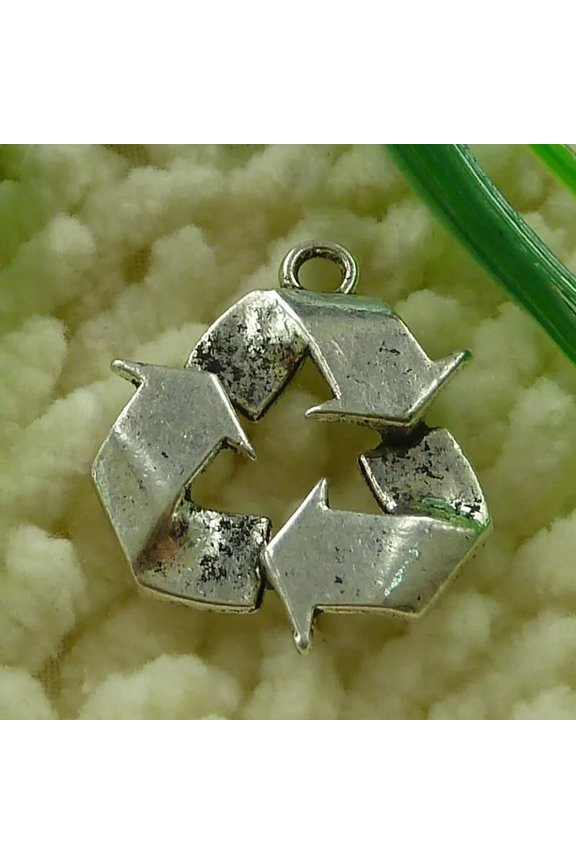 66 Pcs Tibetan Silver Recycling Mark Charms 29X25MM S2435 DIY Jewelry Making