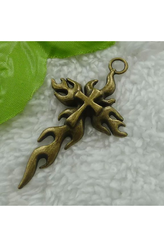 68 pcs bronze plated flame cross charms pendant 63x35mm B1275