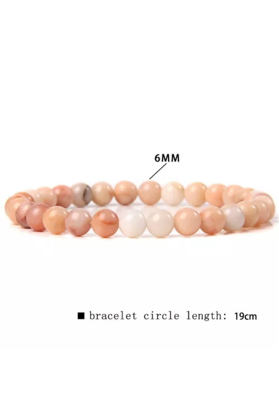 6MM Natural Healing Energy Crystal Jasper Quart Jade Bead Stone Bracelet Elastic-41 Pink Aventurine