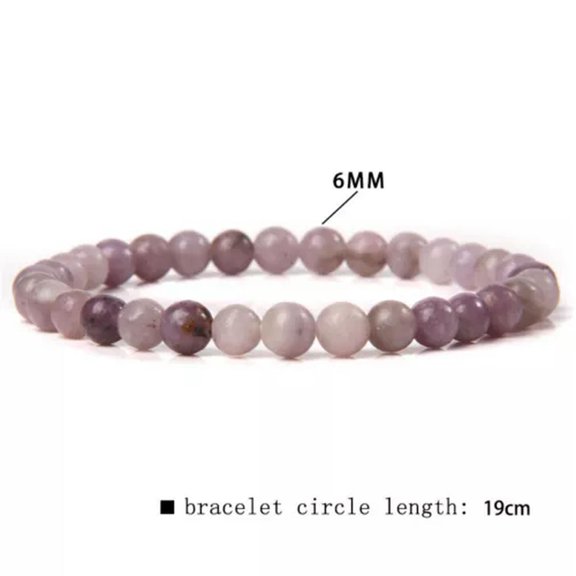HOOUN 6MM Natural Healing Energy Crystal Jasper Quart Jade Bead Stone Bracelet Elastic-48 Violet Lilac Jasper
