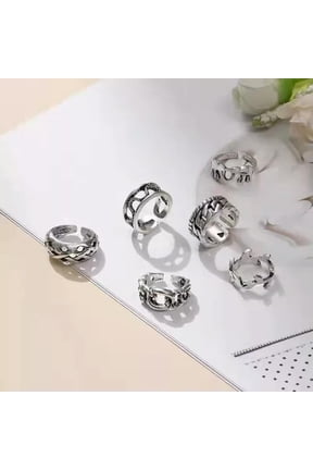 6PC Set Fashion Women Toe Foot Open Size Rings Retro Silver Beach Beauty 1028-6PC-Elephant