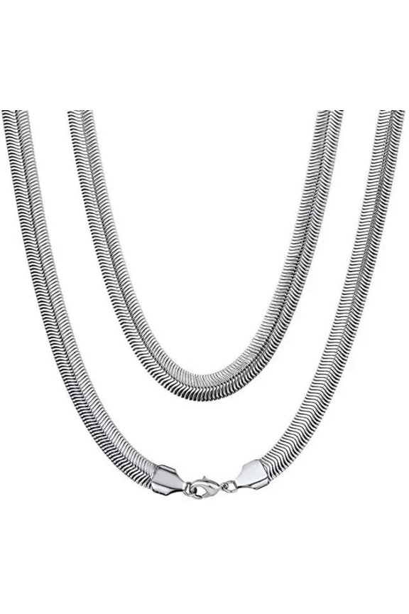 6mm 21.6 inch Silver Snake Chain Necklace Stainless Steel Jewelry For Mens Women