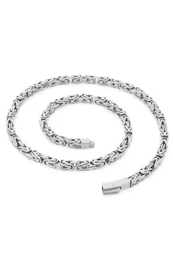 6mm 24inch Casting King Chain Byzantine Necklace Stainless Steel Knot Link Chain-silver