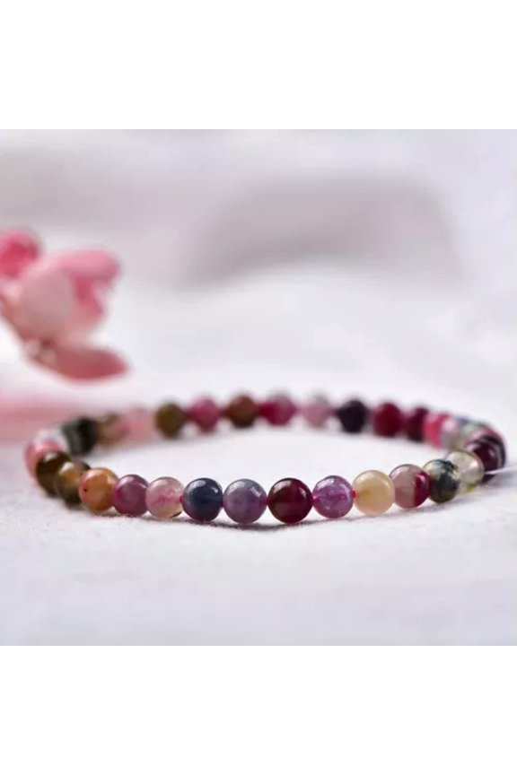 6mm Rainbow Tourmaline Gemstone Beads Balance Healing Reiki Meditation Bracelet