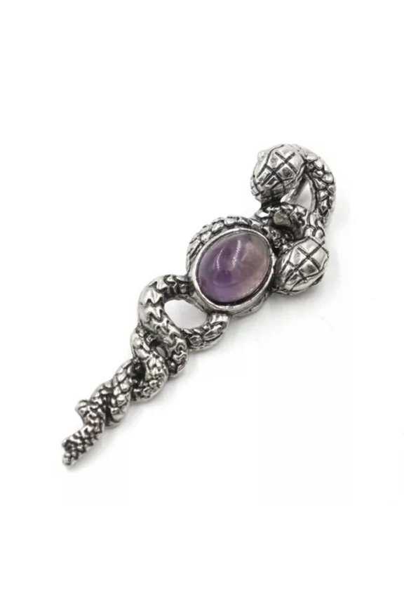 6pcs Natural Quartz Agate Gems Stone Snake Pendants Magic Reiki Healing Amulet-Amethyst