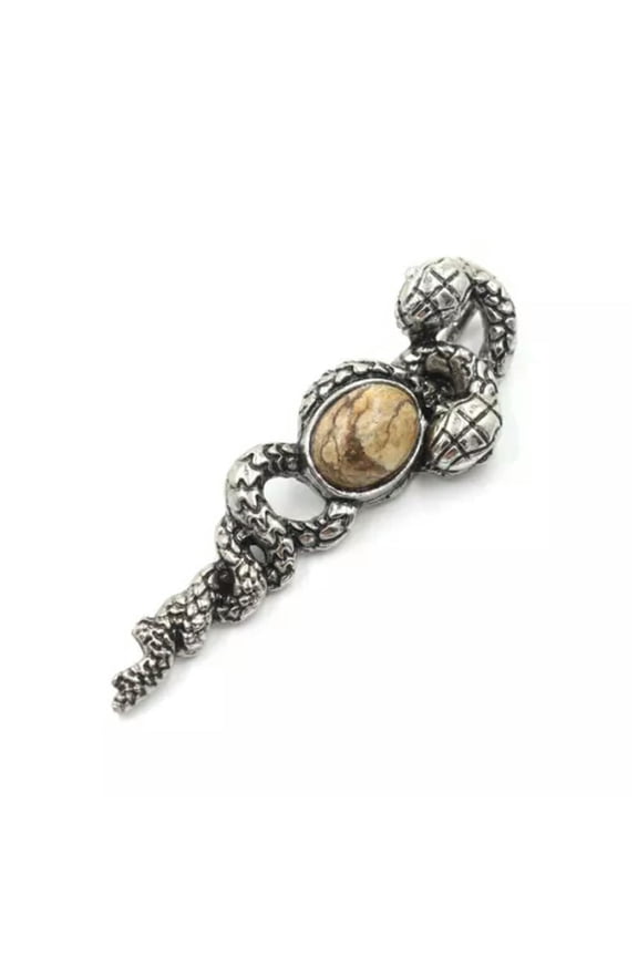 6pcs Natural Quartz Agate Gems Stone Snake Pendants Magic Reiki Healing Amulet-Picture Jasper