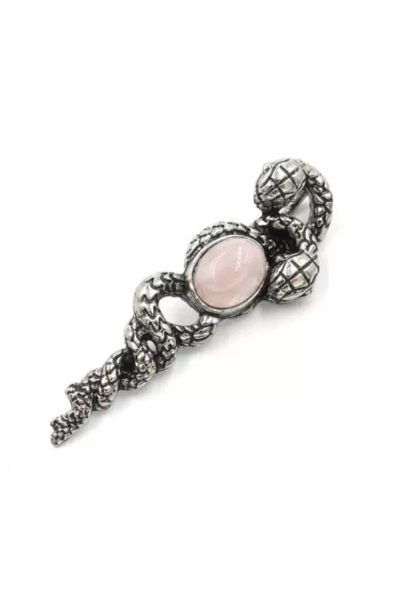 6pcs Natural Quartz Agate Gems Stone Snake Pendants Magic Reiki Healing Amulet-Rose Quartz