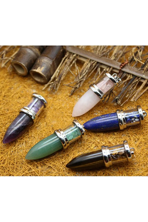 6pcs Wholesale Natural Mixed Bullet Stone Necklace Pendant for Jewelry Making