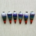 thumbnail image 1 of HOOUN 6pcs/lot Rainbow 7 Chakra Hexagonal Pyramid Shape Pendants for Jewelry Making, 1 of 8