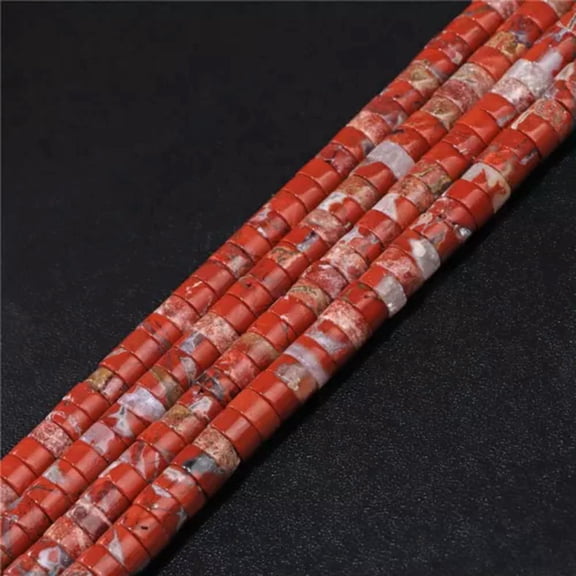 HOOUN 6x3mm Natural Gemstone Flat Round Spacer Loose Heishi Bead For Jewelry DIY 15''-NO.23 Red Stone-6x3mm 112 to 115pcs