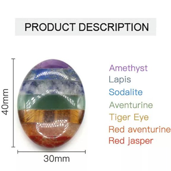 HOOUN 7 Chakra Crystal Natural Stones Quartz Energy Pocket Decor Reiki Healing Gift-#10-Oval Thumb Worry Stone-1PC