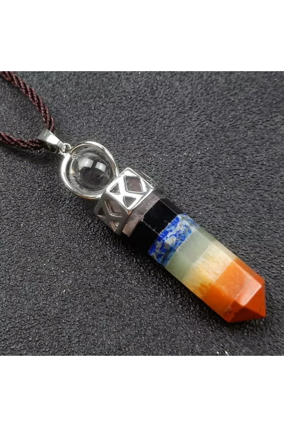 7 Chakra Crystal Pendant Bonded Necklace Reiki Quartz Master Healer Ball Topped