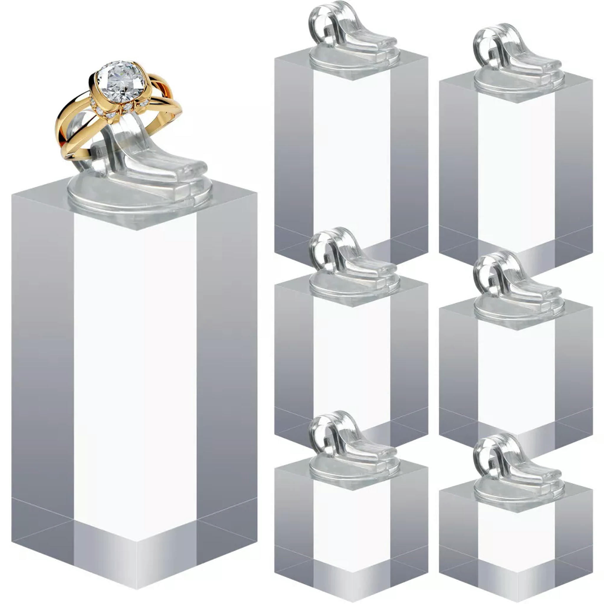Ring Show Rack HOOUN 7 Pcs Finger Ring Display Rack Jewelry Showcase Table Top Stand ...