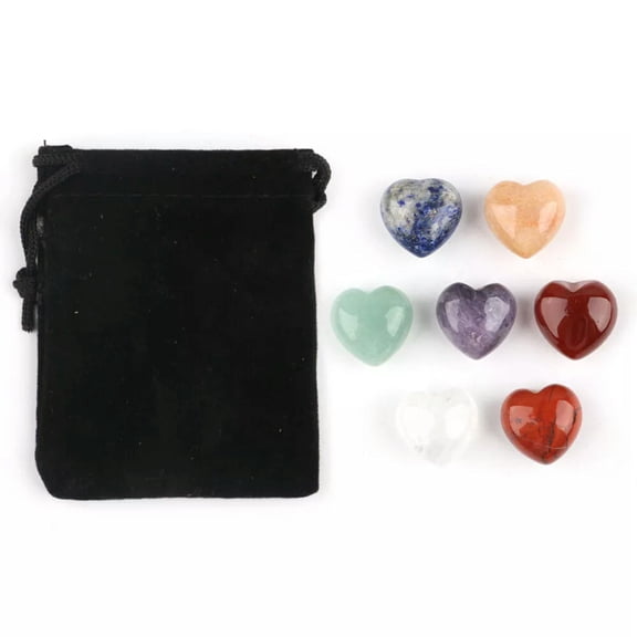 HOOUN 7Pcs Chakra Stones Crystal Reiki Healing Heart Shape Energy Natural Gemstone Set