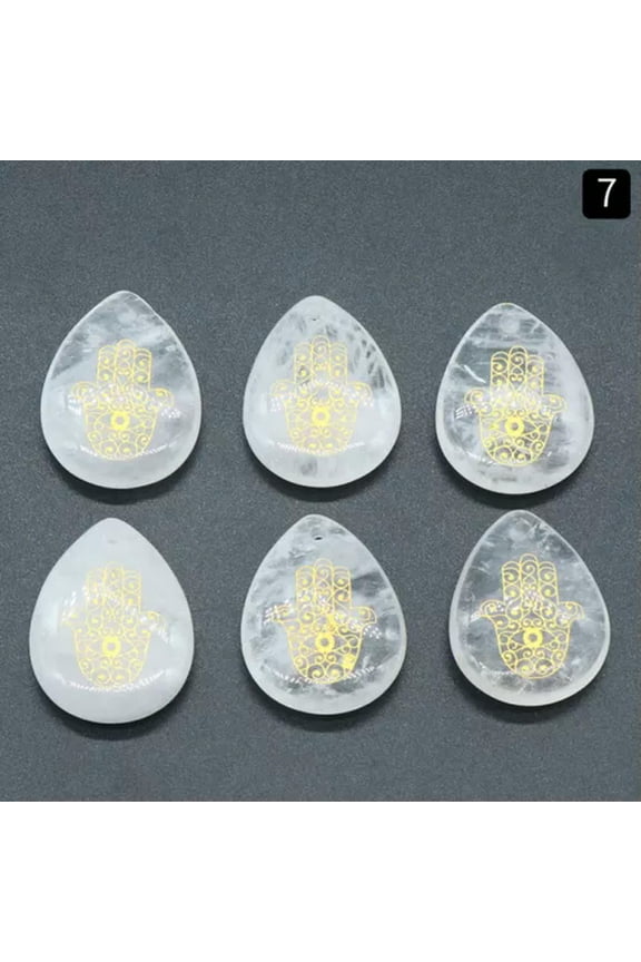 7pcs Crystal Stone Gems Drop Hand Seven Chakra Energy Reiki Healing Pendant-Rock Quartz