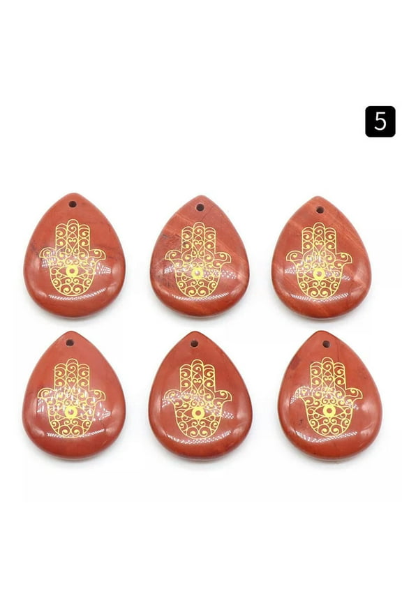 7pcs Flame Jasper Stone Gems Drop Seven Chakra Energy Reiki Healing Pendant