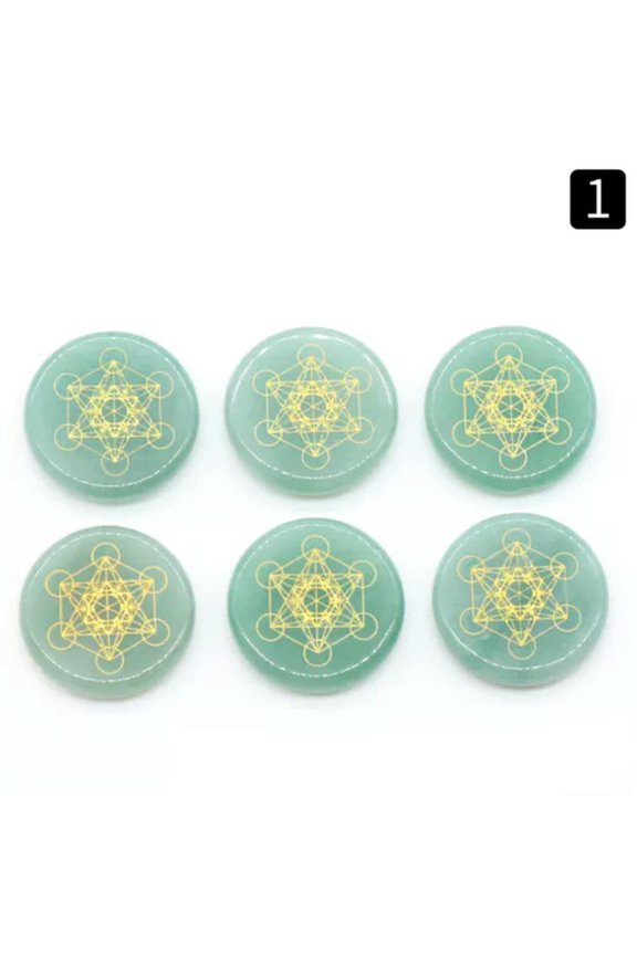 7pcs Mix Crystal Stone Metatron's Cub Seven Chakra Energy Reiki Healing Pendants-Gree Aventurine