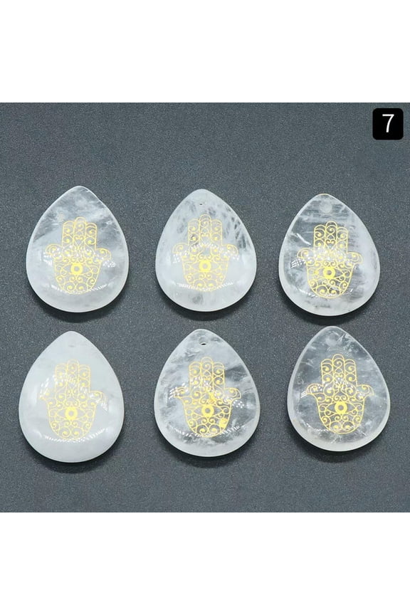 7pcs Rock Quartz Stone Gems Drop Seven Chakra Energy Reiki Healing Pendant