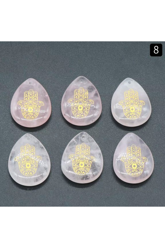 7pcs Rose Quartz Stone Gems Drop Seven Chakra Energy Reiki Healing Pendant