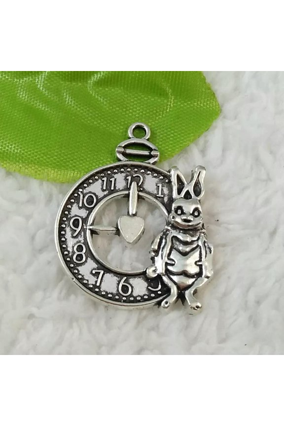 80 Pcs Tibet Silver Clocks Watches Rabbit Charms 31X25MM B5280