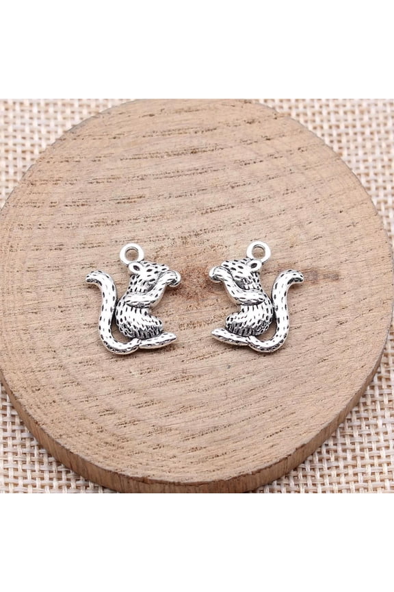 80 Pcs Tibetan Silver Squirrel Charms Pendant 18X15MM DIY Jewelry Making C15857