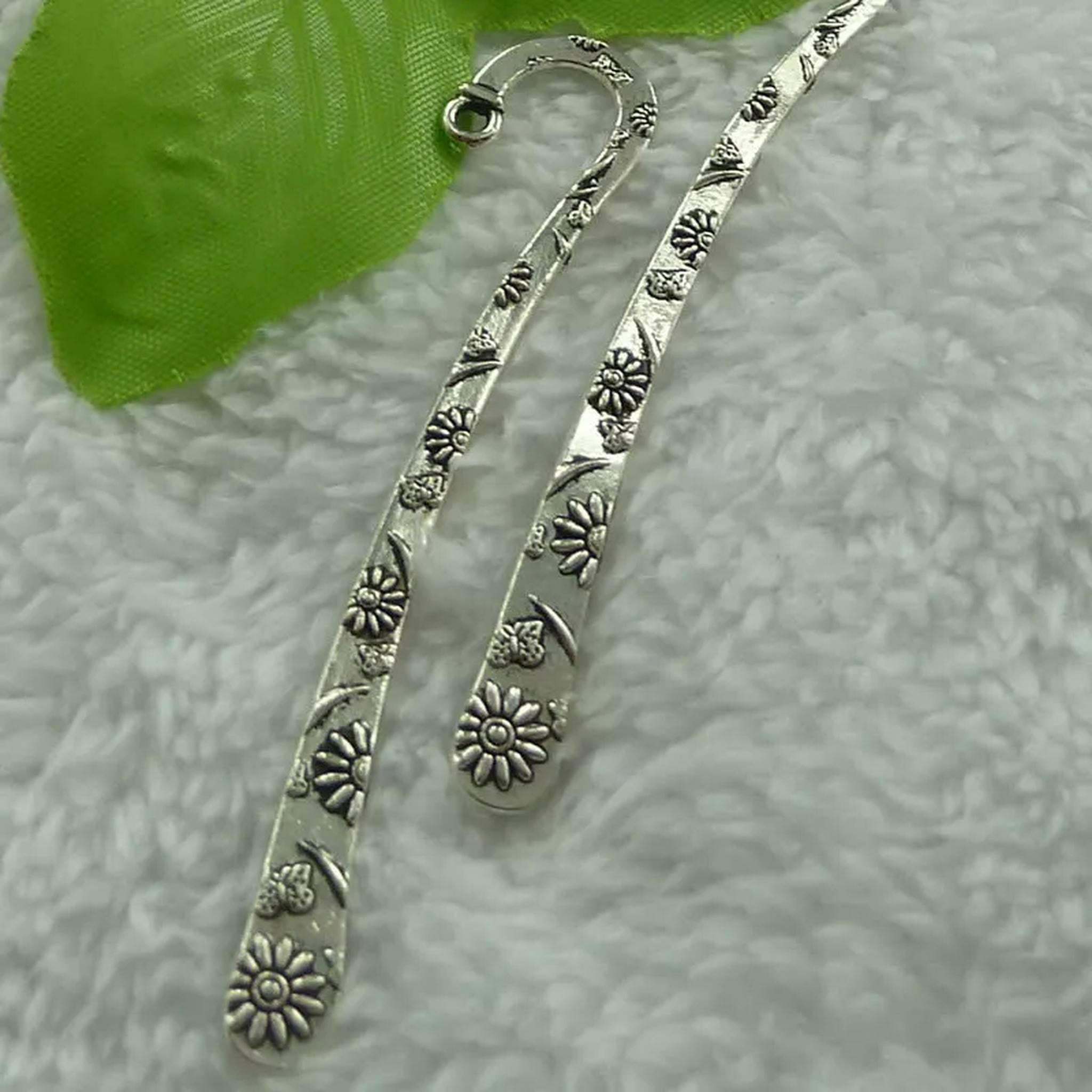 HOOUN 80 pcs tibet silver flower bookmarks 81x16mm B2742