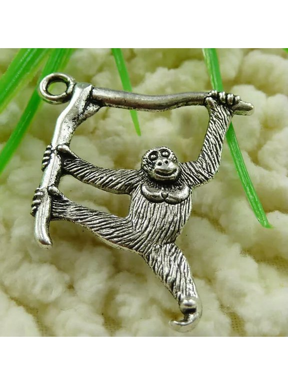 81 Pcs Tibetan Silver Monkey Charms Pendant 39X32MM S1413 DIY Jewelry Making