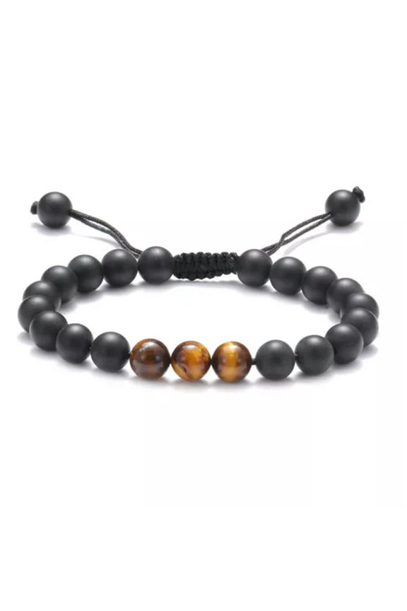 8mm Natural Malachite Tiger Eye Agate Gemstone Beads Braided Knot Bracelet -Matte Onyx&Tiger Eye1