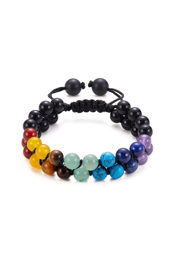 8mm Natural Stone Bracelet Men Handmade Double Layered Healing Tiger Eye Bangles-Style 2