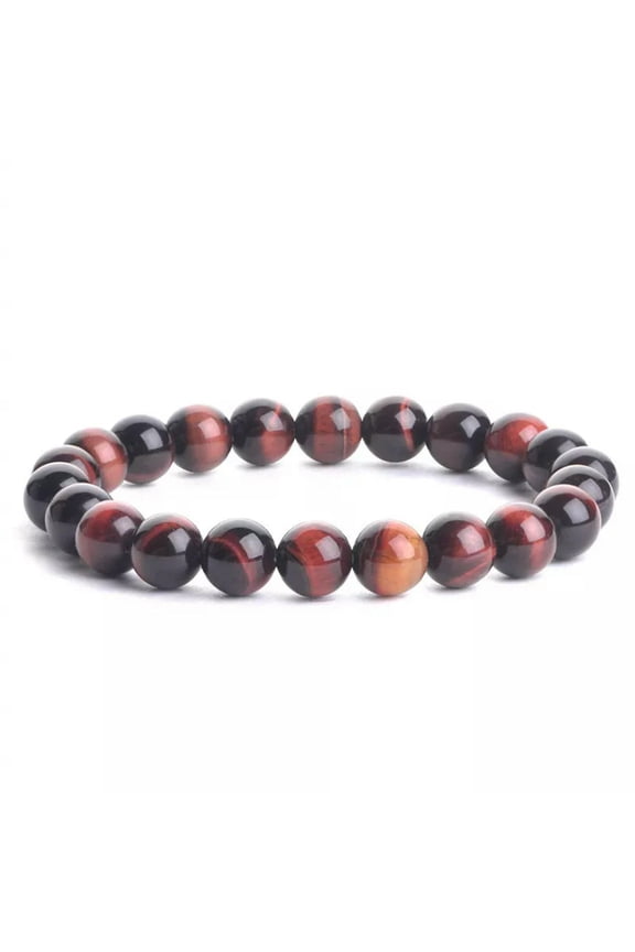 8mm Natural Stone Red Tiger Eye Handmade Healing Stretch Bracelet Unisex