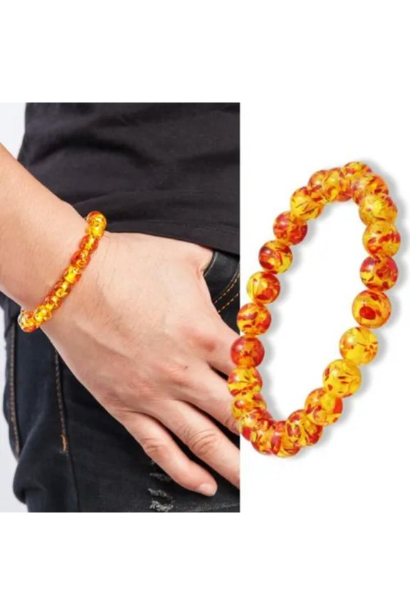 8mm Yellow Amber Beads Bracelet Stone Bracelet for Men Women Bangles