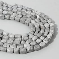 HOOUN 8x12mm Natural Gemstone Cube Mineral Rectangle Loose Bead for Jewelry DIY Making-NO.5 Map Stone-About 30pcs