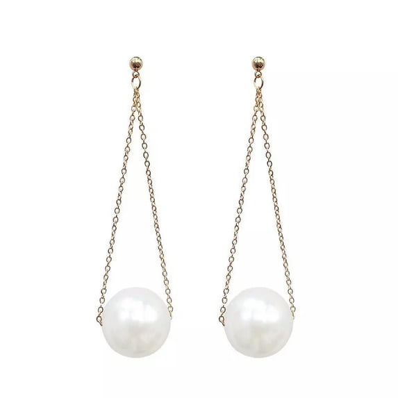 HOOUN 925 Plaqué Argent Mode Blanc de Culture Perle Boucles D'Oreilles Crochet