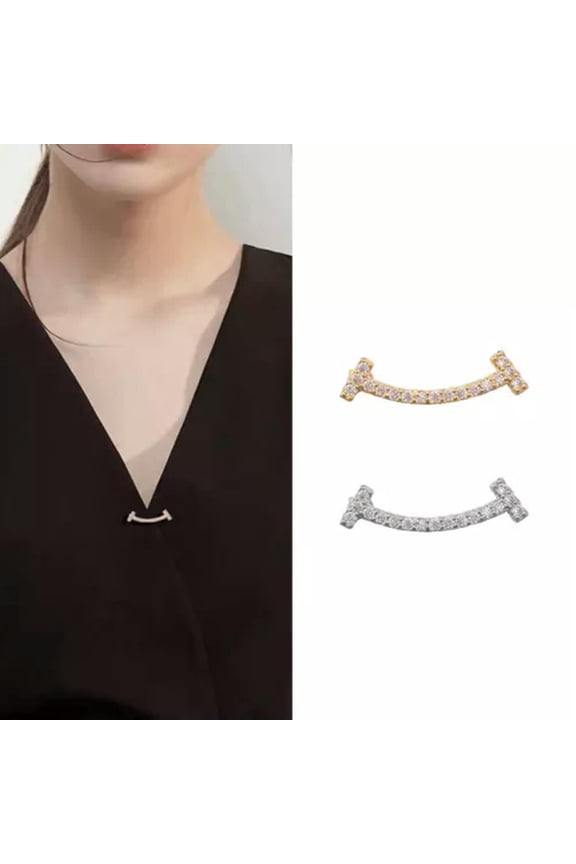 925 Silve Plated Smile Face Gold Safety Pin Brooch Wedding Party Decoration Gift-Gold