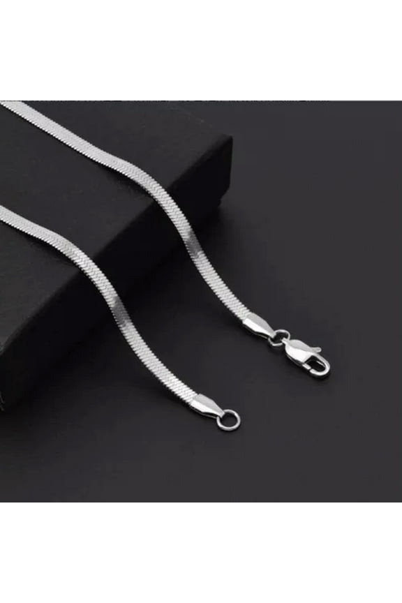 925 Silver 4mm Cuban Link Chain Necklace Collar Jewelry for Women&Men 16-30inch-26"-4mm Flat Blade Chain