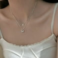thumbnail image 1 of HOOUN 925 Silver Double Layer Butterfly Pendant Clavicle Chain Necklace Womens Jewelry-Silver, 1 of 9