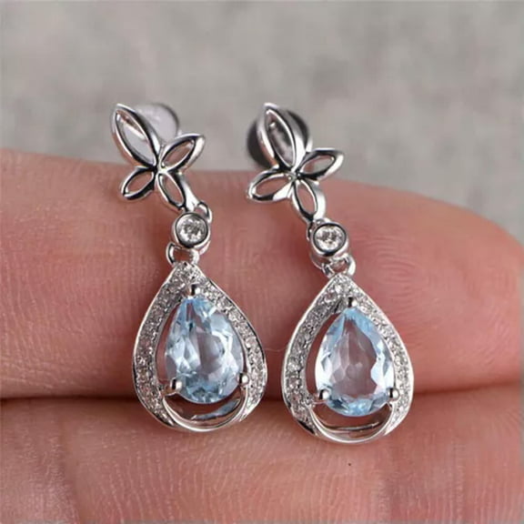 HOOUN 925 Silver Drop Dangle Earrings Women Cubic Zirconia Wedding Jewelry Gifts-#8