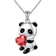 thumbnail image 1 of HOOUN 925 Silver Pated Bridal Heart Cute Panda Crown Shinny Necklace Pendants Gift-Red, 1 of 3