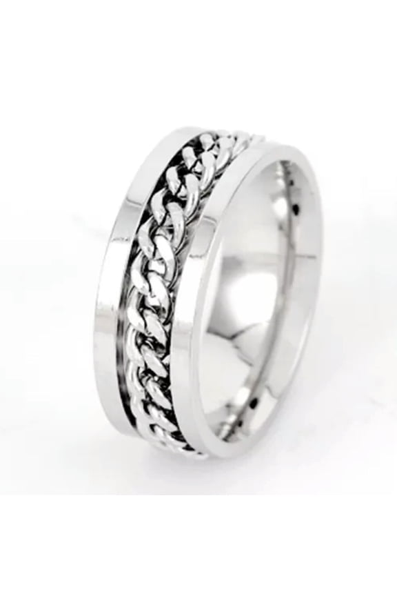 925 Silver Plated Anxiety Women's Rings Fidget Ring Spinner Stress Relief Band-Silver-10