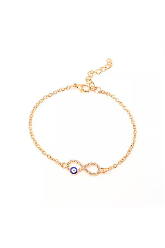 925 Silver Plated Beaded Bohemian Evil Blue Beach Eye Boho Wrist Bracelet Gift-Gold