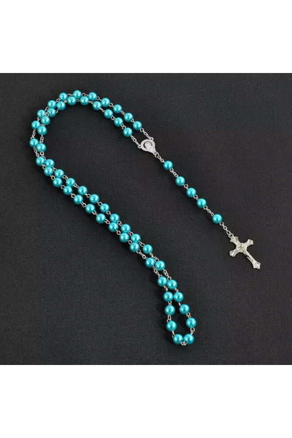 925 Silver Plated Chain Necklace Cross Ball Pendant Angel Crucifix Jesus Gift-Blue